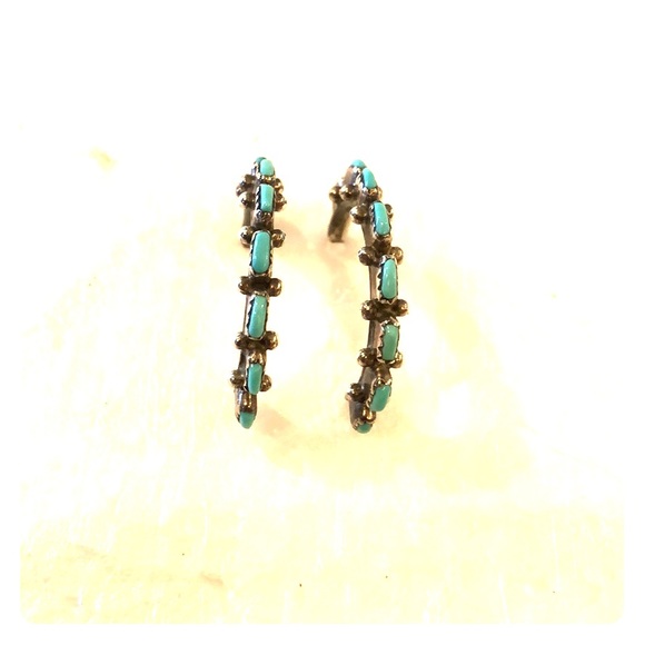 OLD PAWN HALF HOOP EARRINGS - Picture 2 of 3